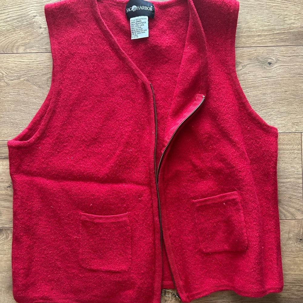 Red Sleeveless Vest with Pockets